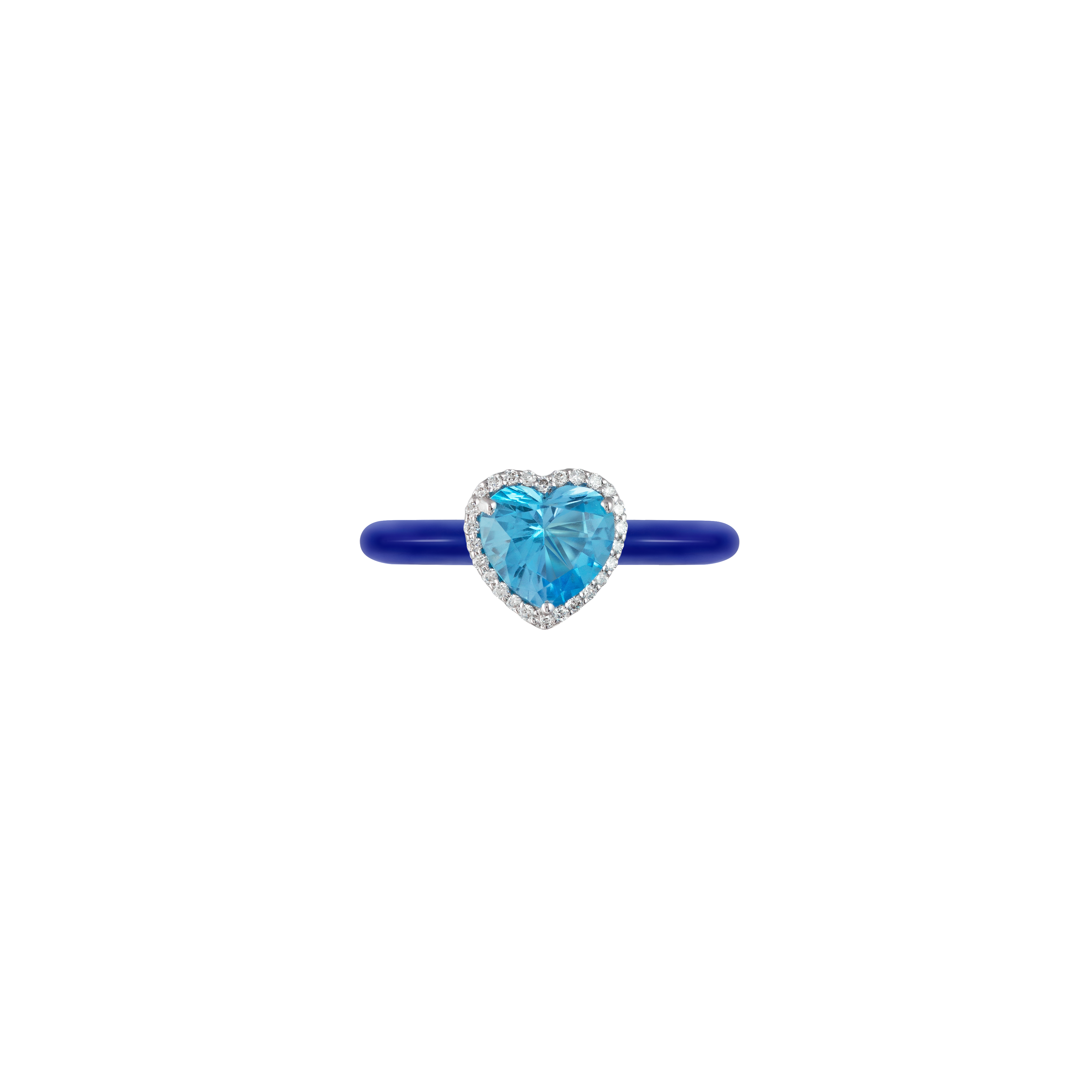 Eye Candy  Ring In 18K White Gold With VS-G Diamonds, Blue Topaz Stone